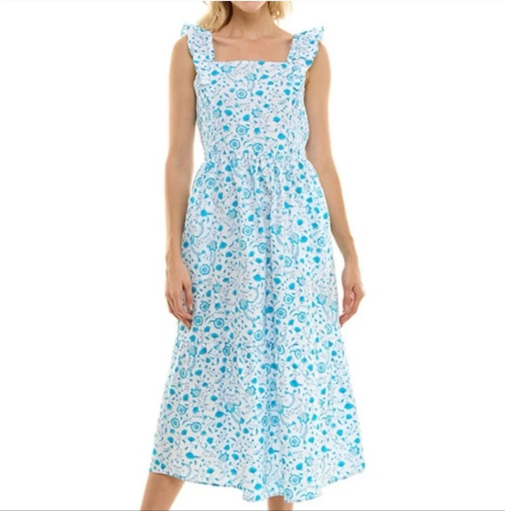 Women's Draper James Large Maxi Blue White - Picture 1 of 7